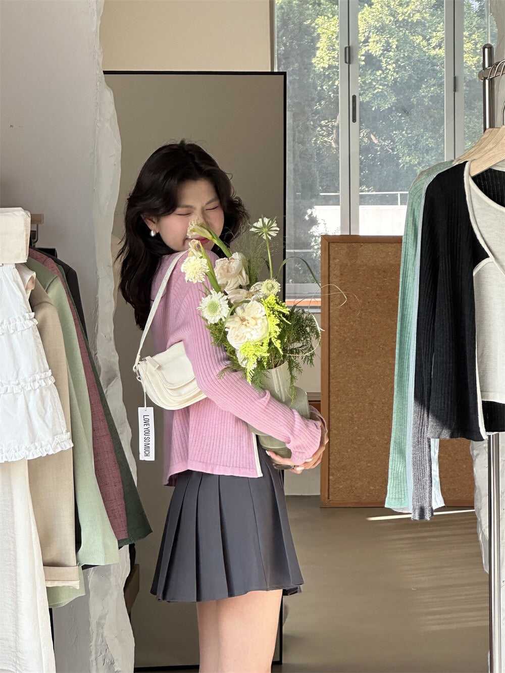 Gentle Lace-Up Faux Two-Piece Knit Top