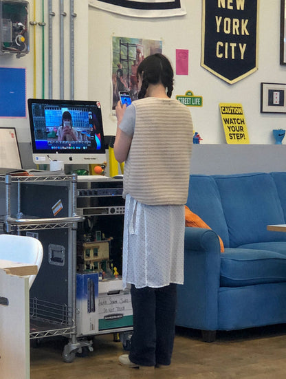 V領毛茸茸條紋馬甲