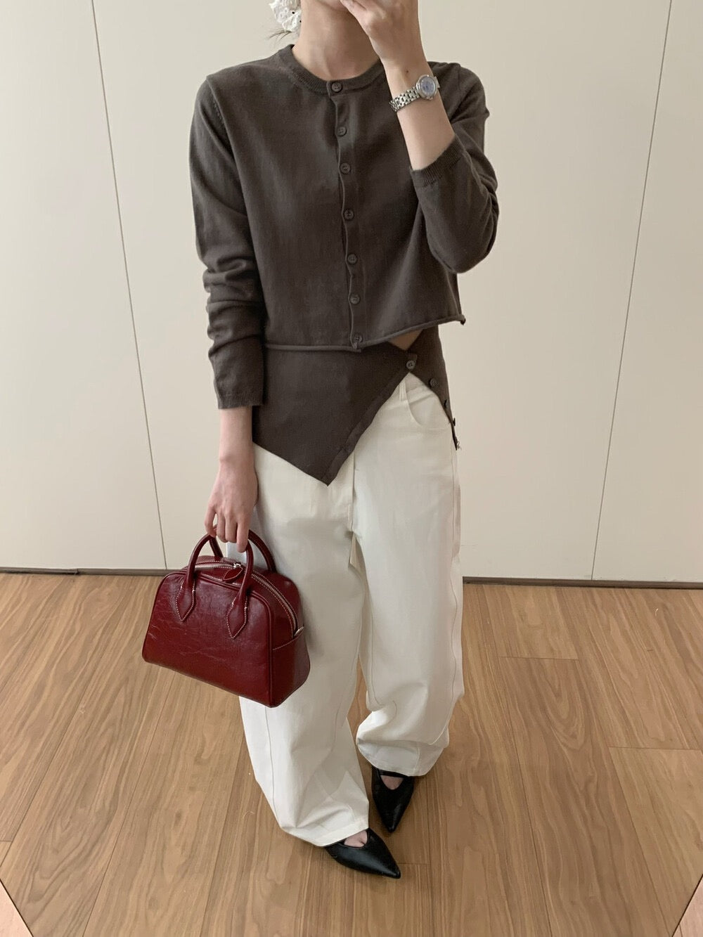 ニットカーディガン+チューブトップショートタンクトップセット