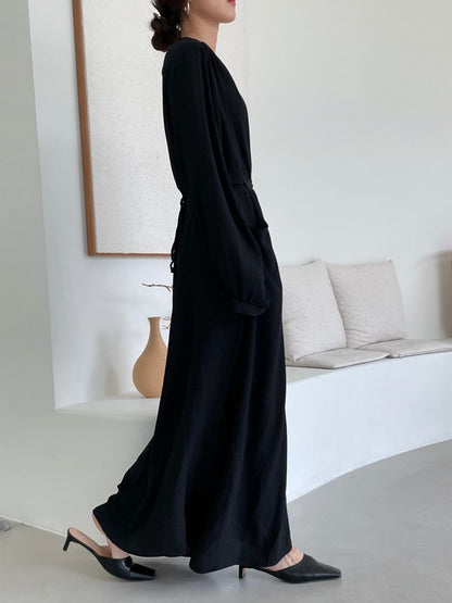 V-neck Wrap Ruched Waist Dress