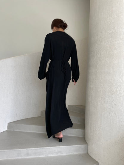 V-neck Wrap Ruched Waist Dress