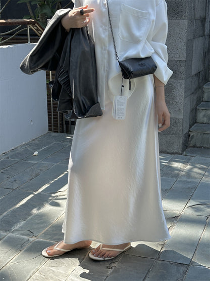 高級緞面珠光魚尾半身裙