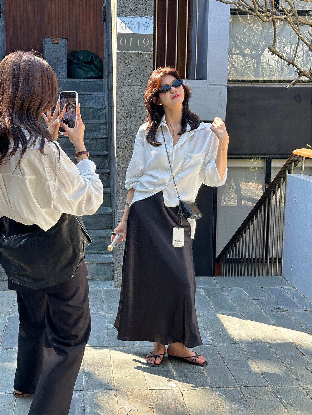 高級緞面珠光魚尾半身裙