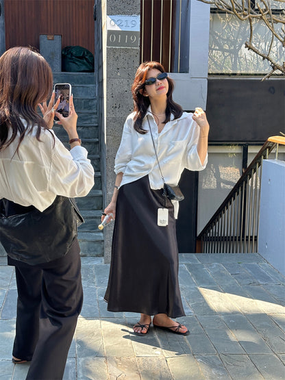 高級緞面珠光魚尾半身裙