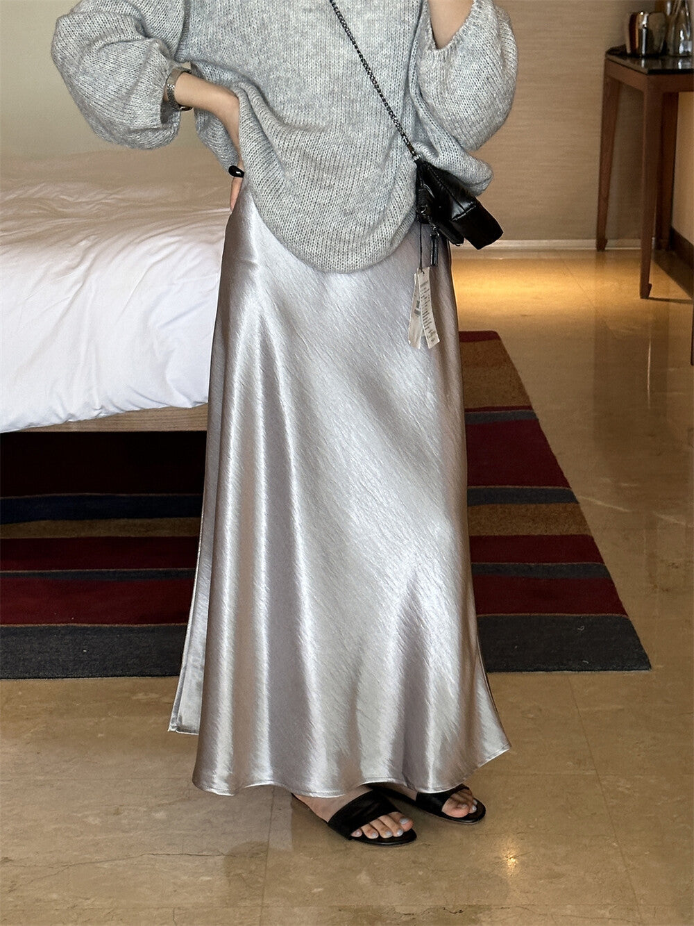 高級緞面珠光魚尾半身裙