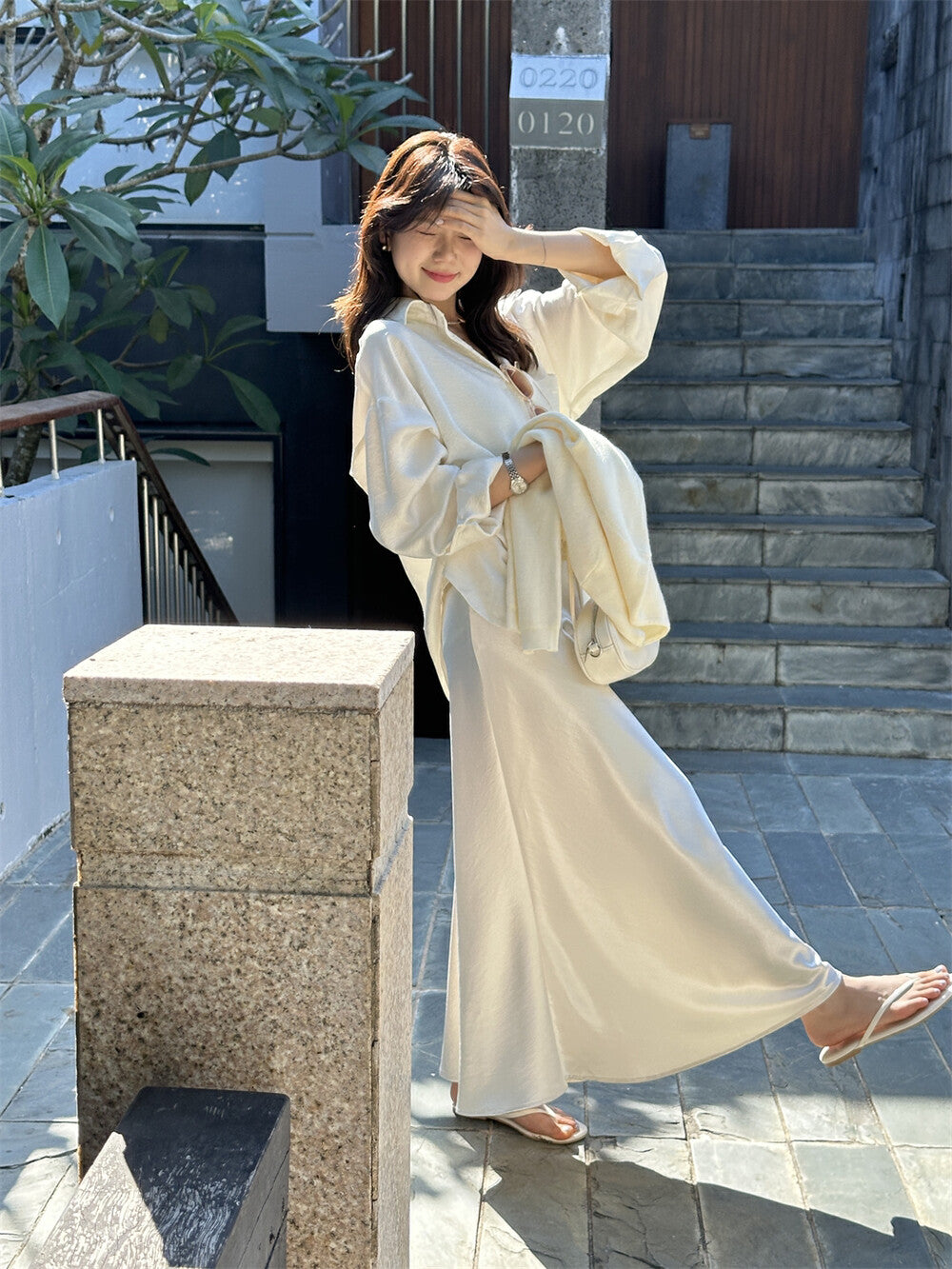 高級緞面珠光魚尾半身裙