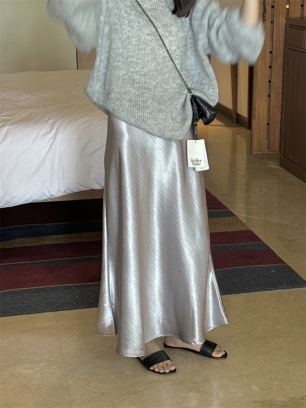 高級緞面珠光魚尾半身裙