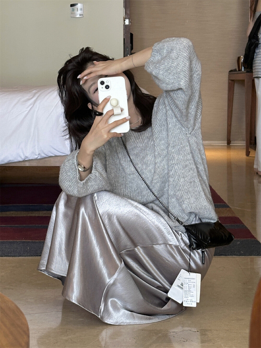 高級緞面珠光魚尾半身裙