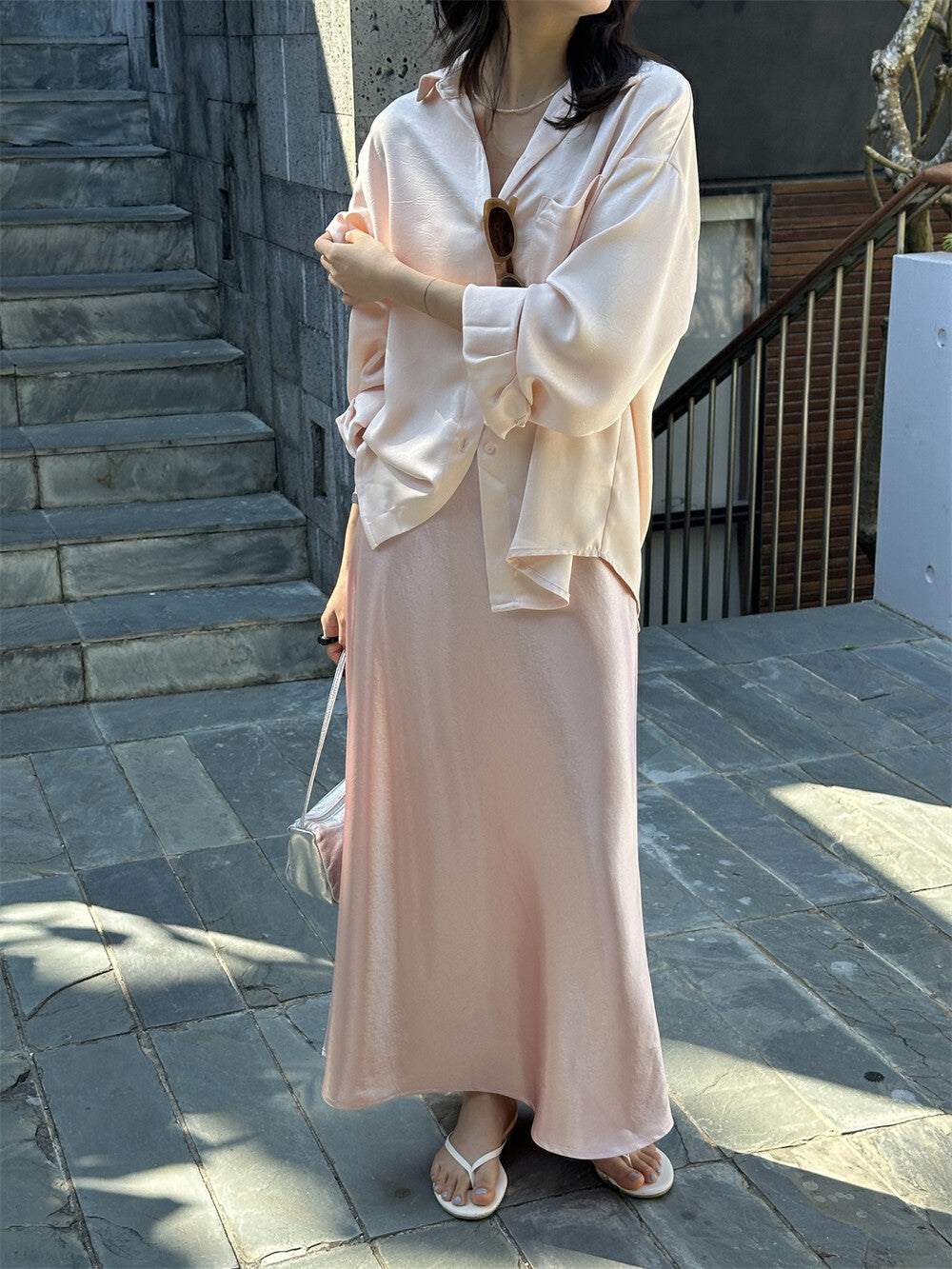 高級緞面珠光魚尾半身裙