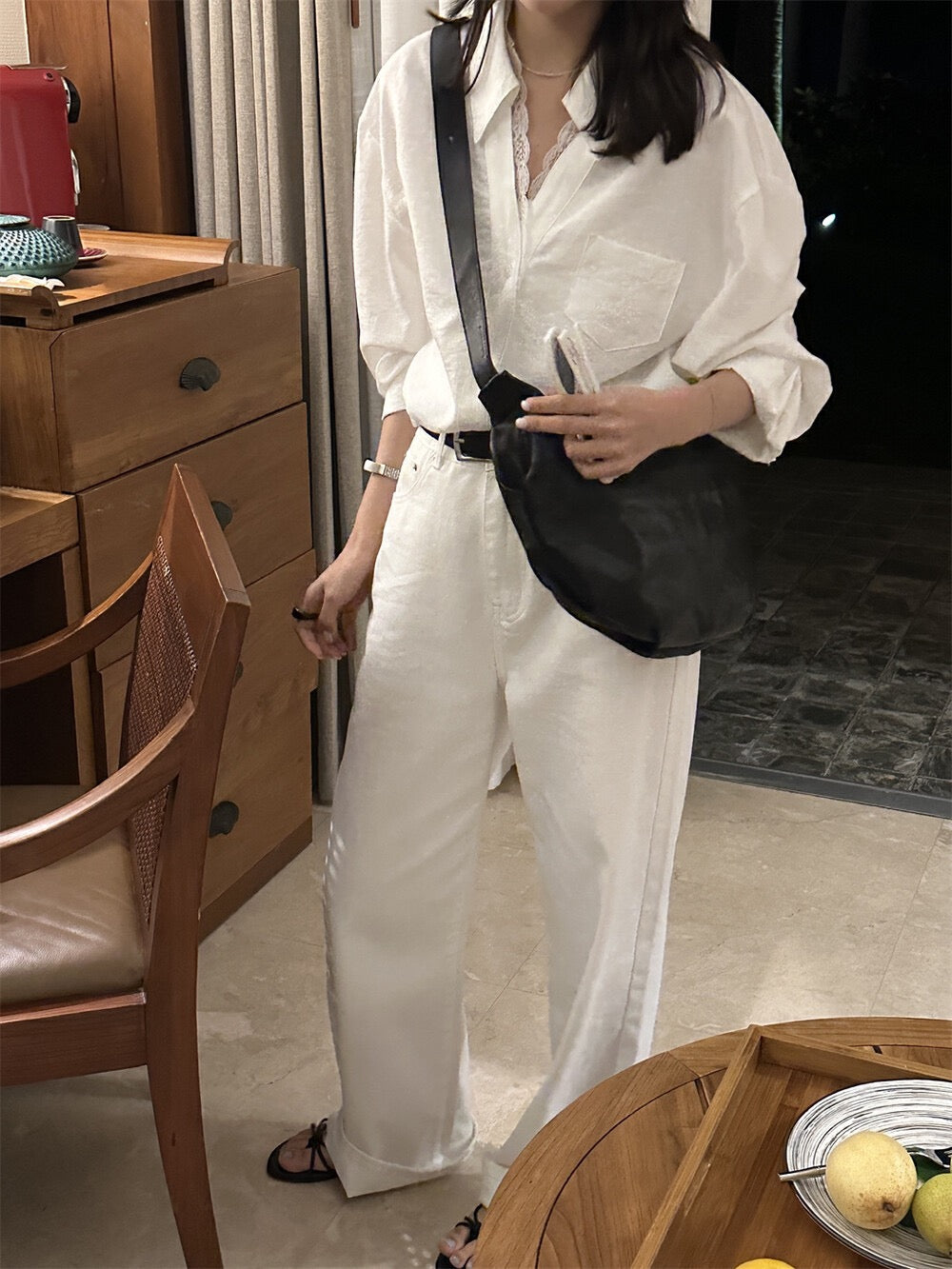 法式蕾絲拼接恤衫