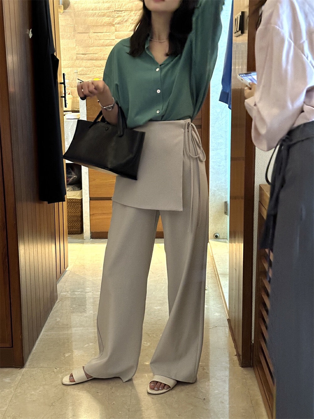 Designer-inspired layered-look trousers