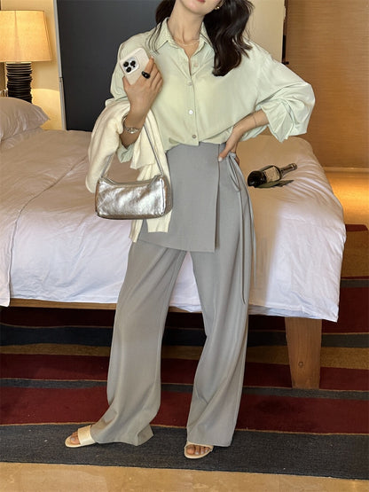 Designer-inspired layered-look trousers