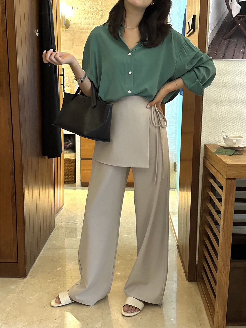 Designer-inspired layered-look trousers