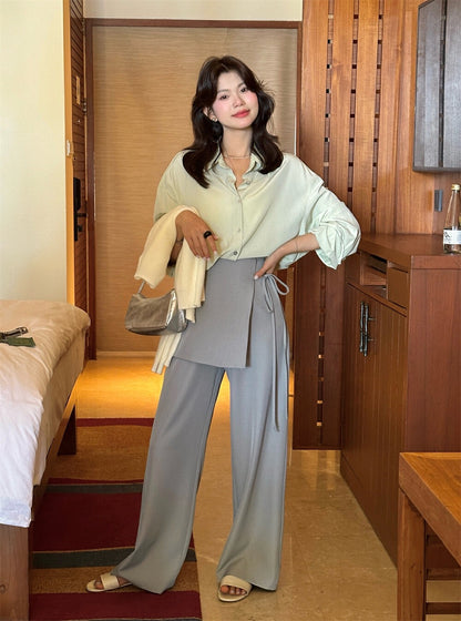 Designer-inspired layered-look trousers