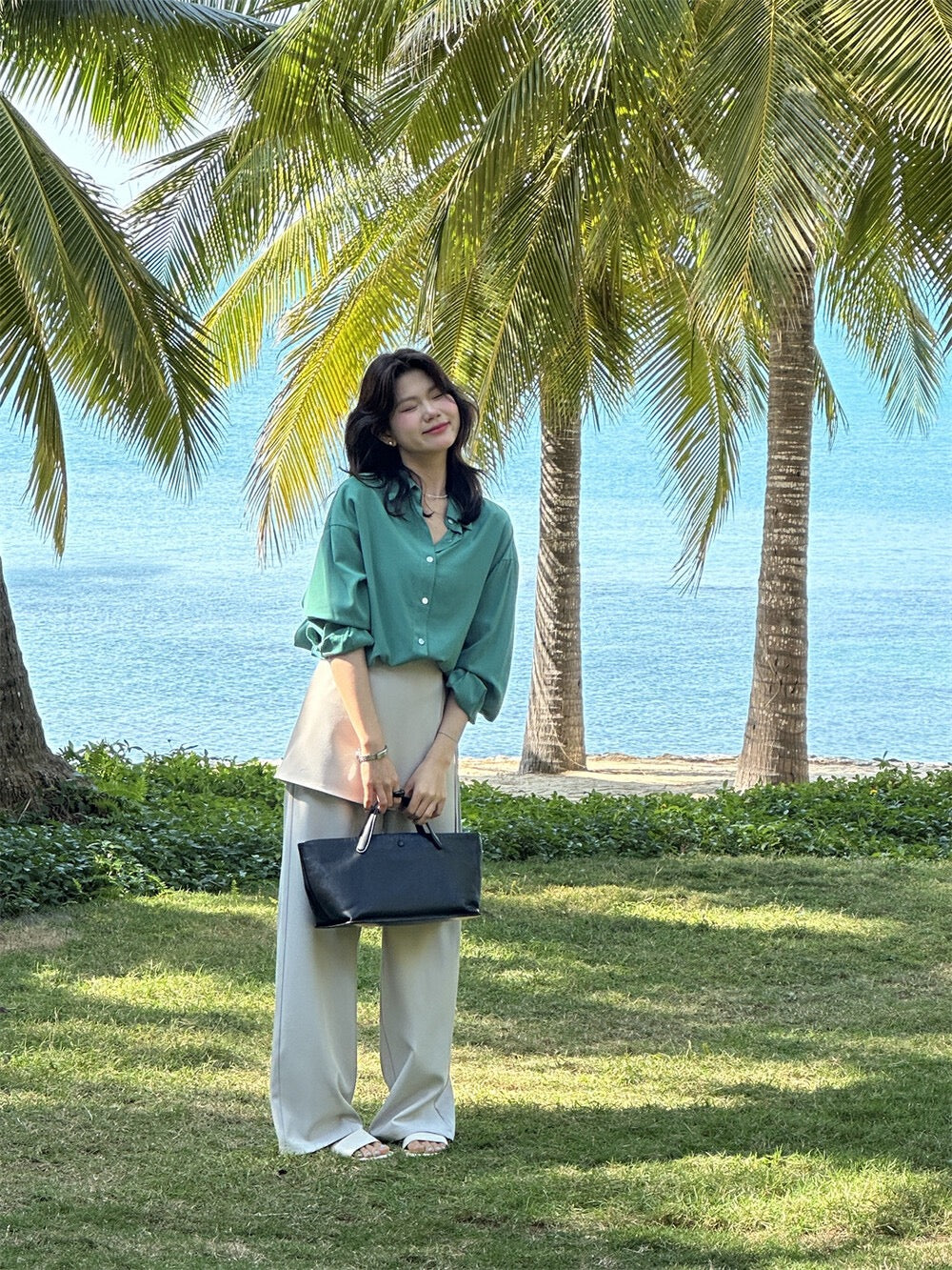 Designer-inspired layered-look trousers