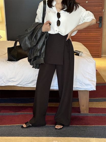 Designer-inspired layered-look trousers