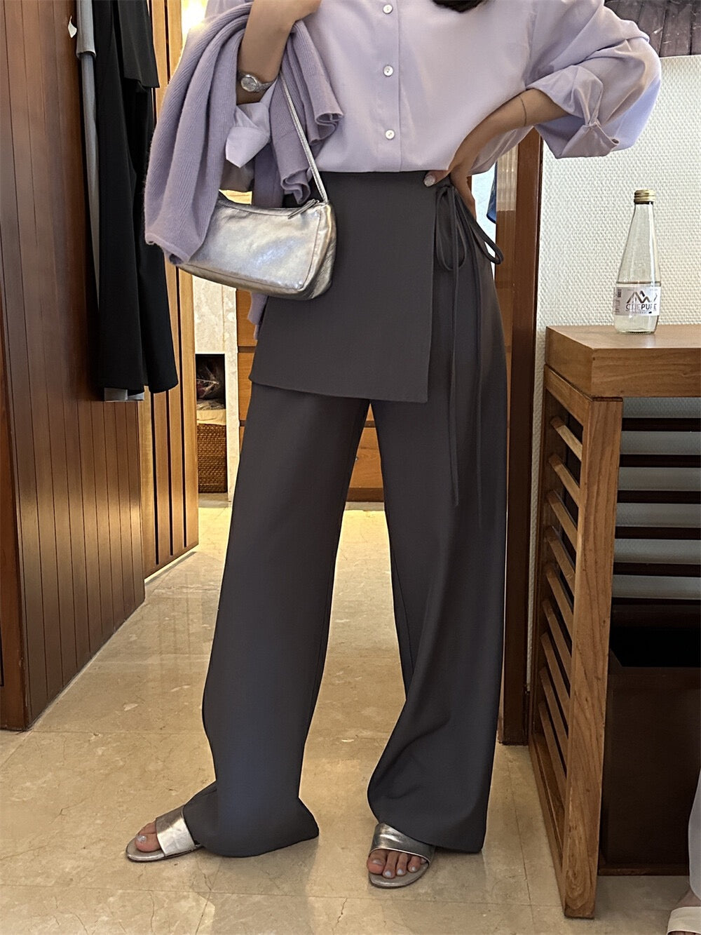 Designer-inspired layered-look trousers