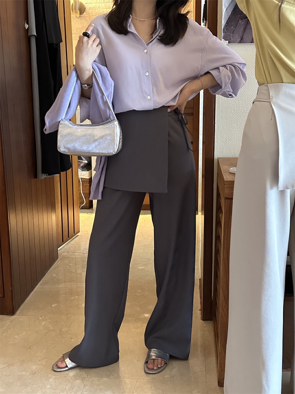 Designer-inspired layered-look trousers