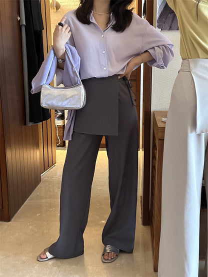 Designer-inspired layered-look trousers