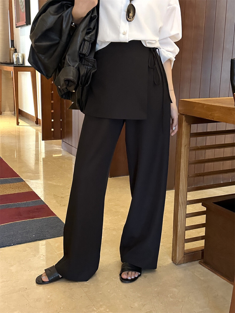 Designer-inspired layered-look trousers