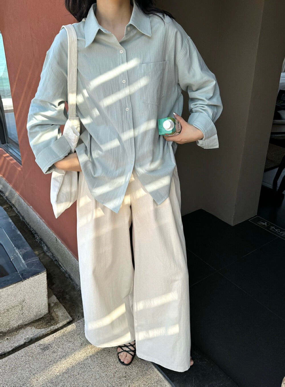 シンプルドーパミンコットンシャツ
