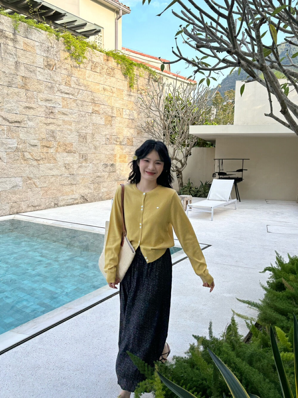 Hand-sewn Shell Button Knit Top