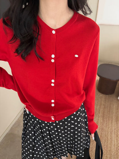Hand-sewn Shell Button Knit Top