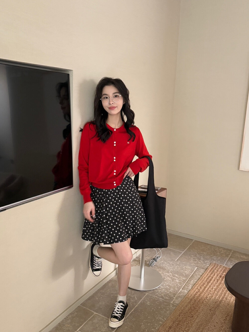 Hand-sewn Shell Button Knit Top