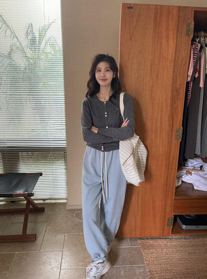 Hand-sewn Shell Button Knit Top