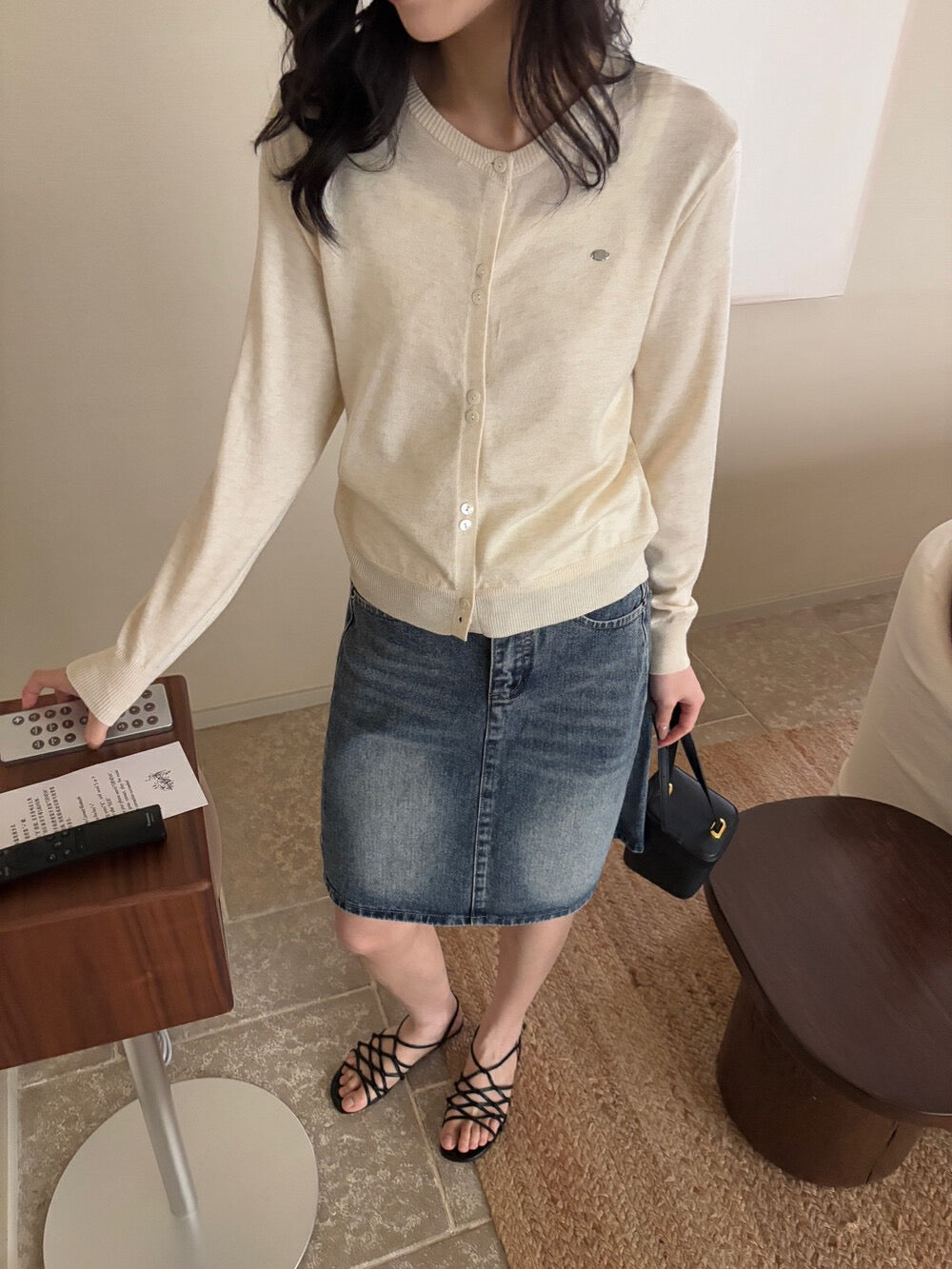 Hand-sewn Shell Button Knit Top