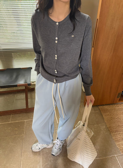 Hand-sewn Shell Button Knit Top