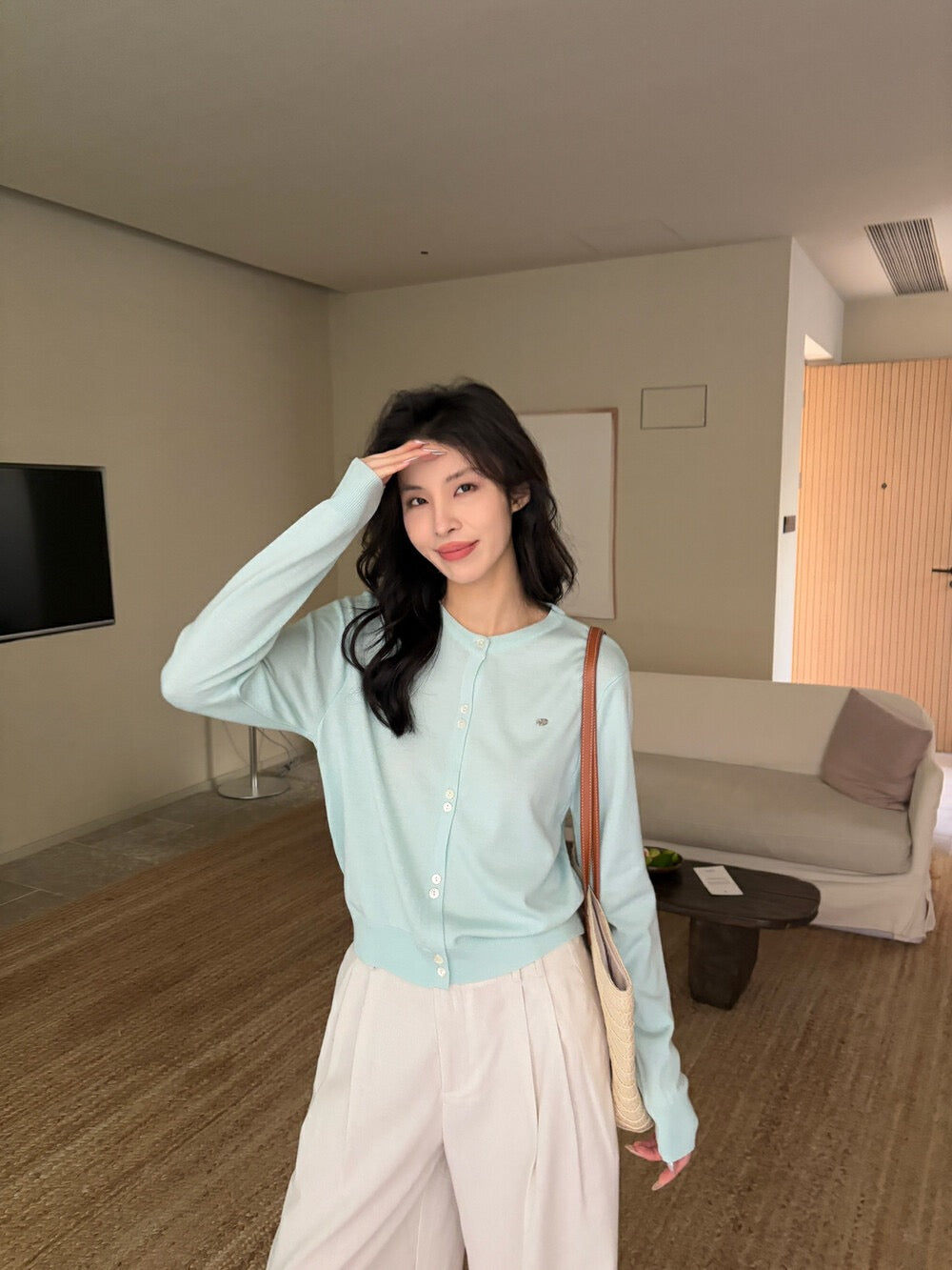 Hand-sewn Shell Button Knit Top