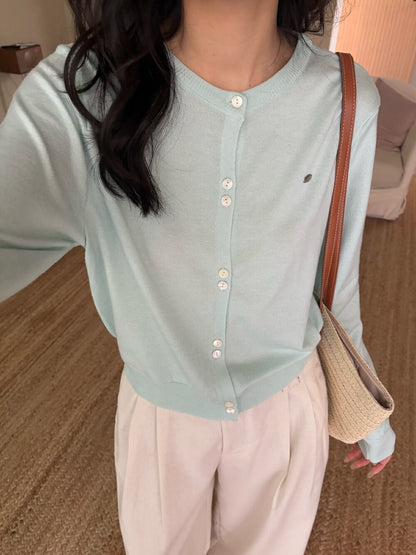 Hand-sewn Shell Button Knit Top