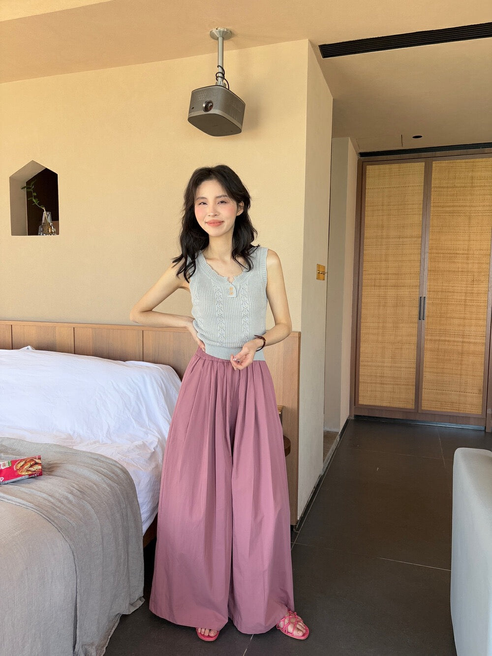 鬆弛大版闊腿休閒褲