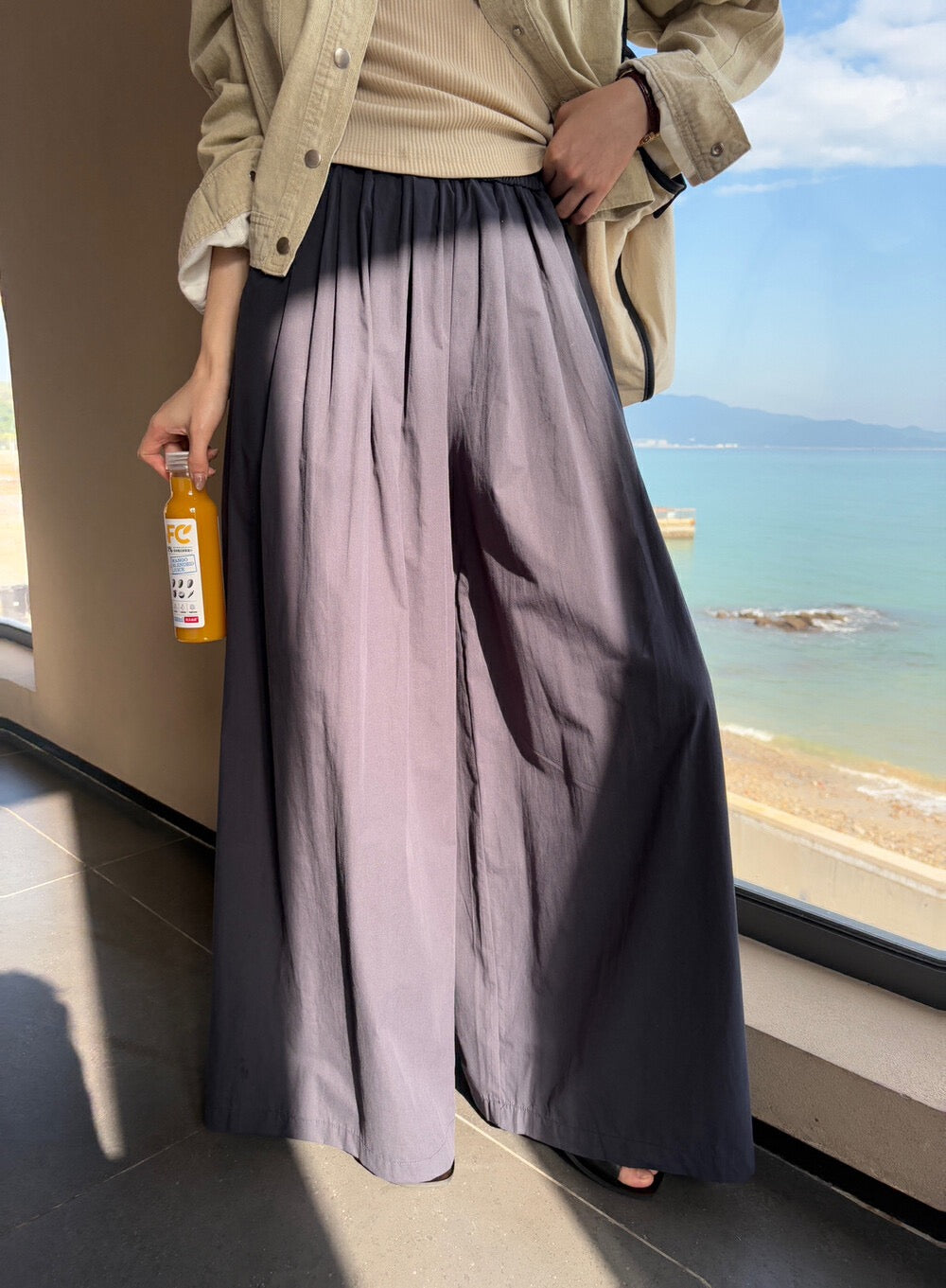 鬆弛大版闊腿休閒褲