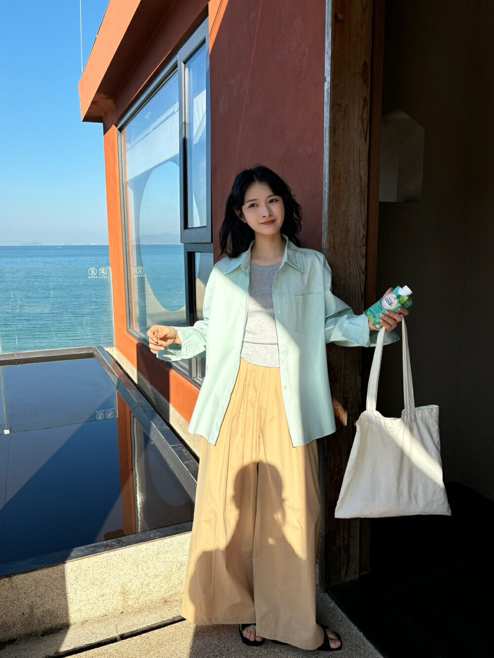 鬆弛大版闊腿休閒褲