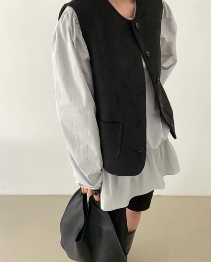 Round-neck tie-up shirt