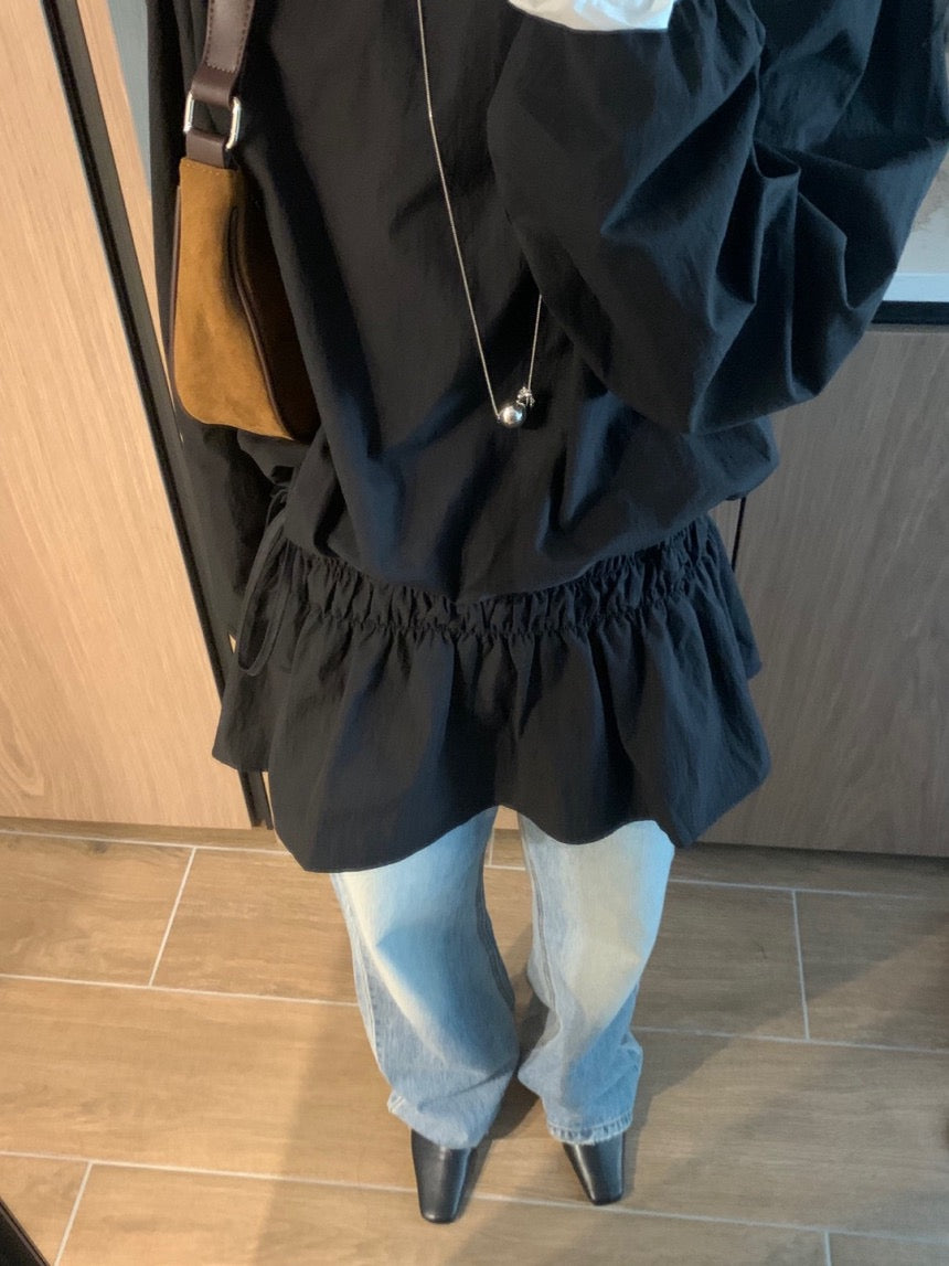 Round-neck tie-up shirt