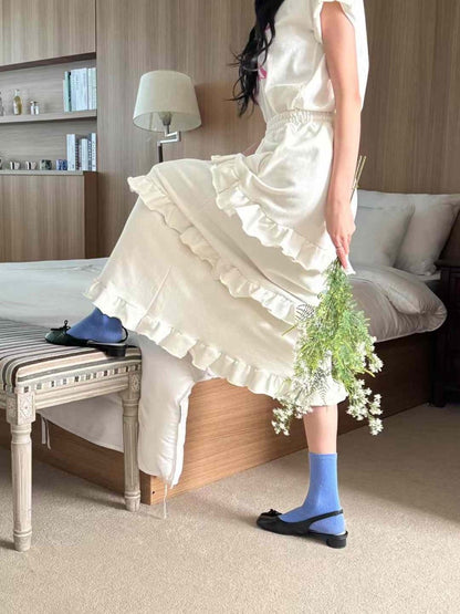 Layered Cake Skirt Sweatshirt Skirt