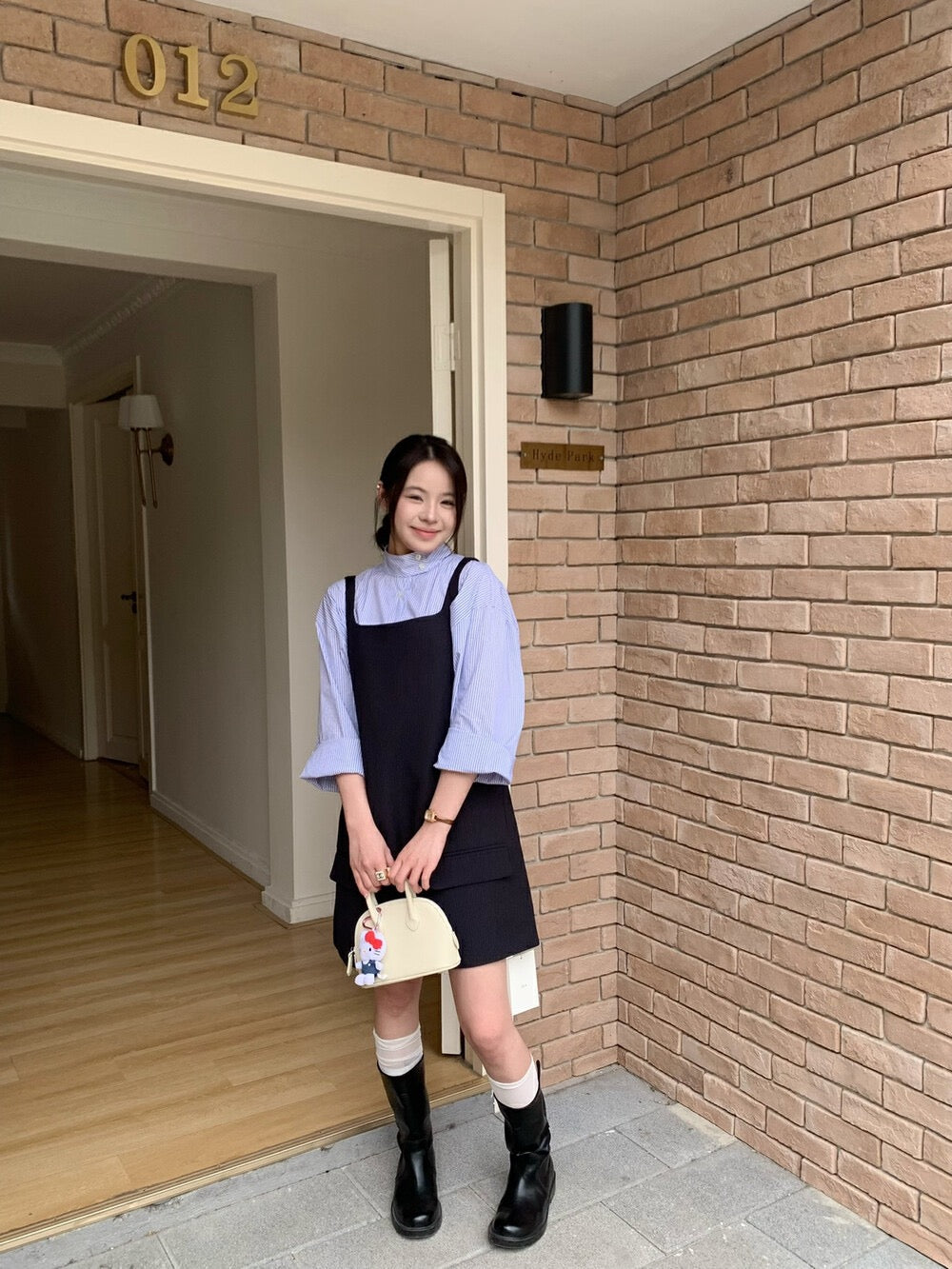 Minimalist Stand Collar Blouse + Tank Dress Set