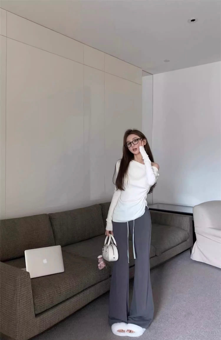 Vintage Slimming One-Shoulder Top