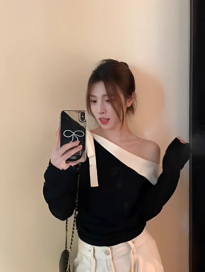 Bow Tie Knit Off-Shoulder Top