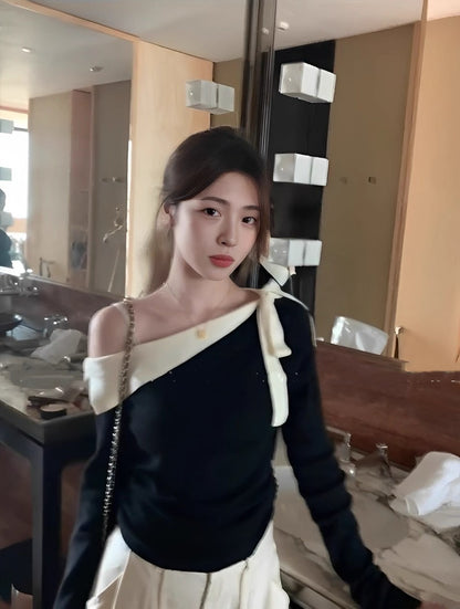 Bow Tie Knit Off-Shoulder Top