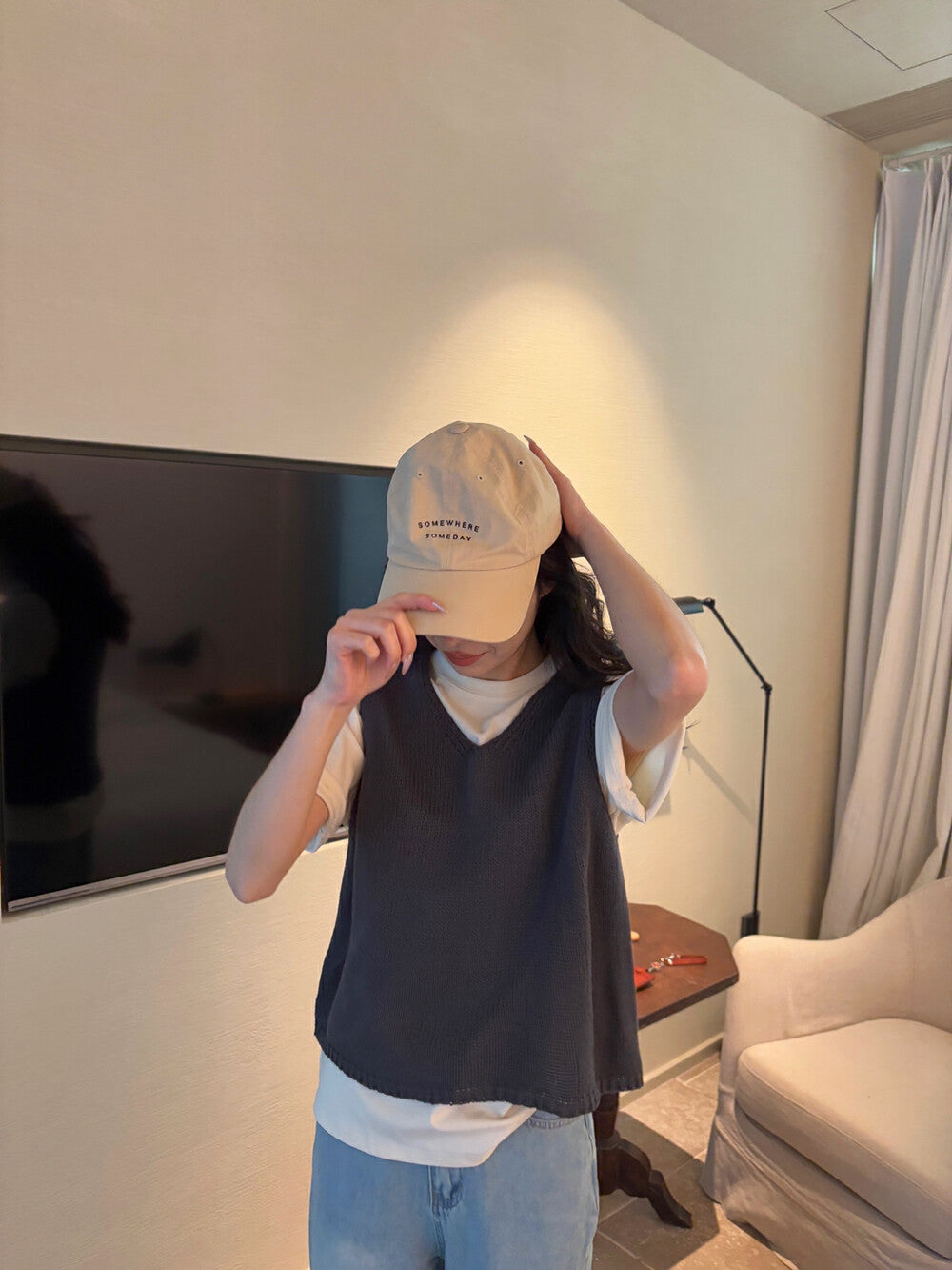 V領疊穿針織馬甲