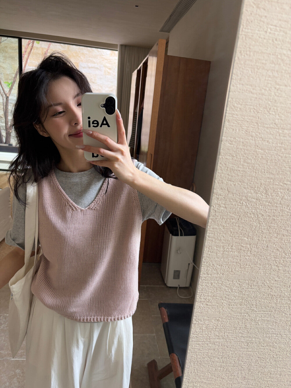 V領疊穿針織馬甲