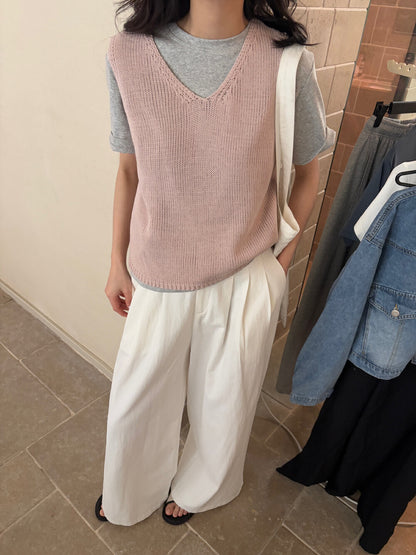 V領疊穿針織馬甲