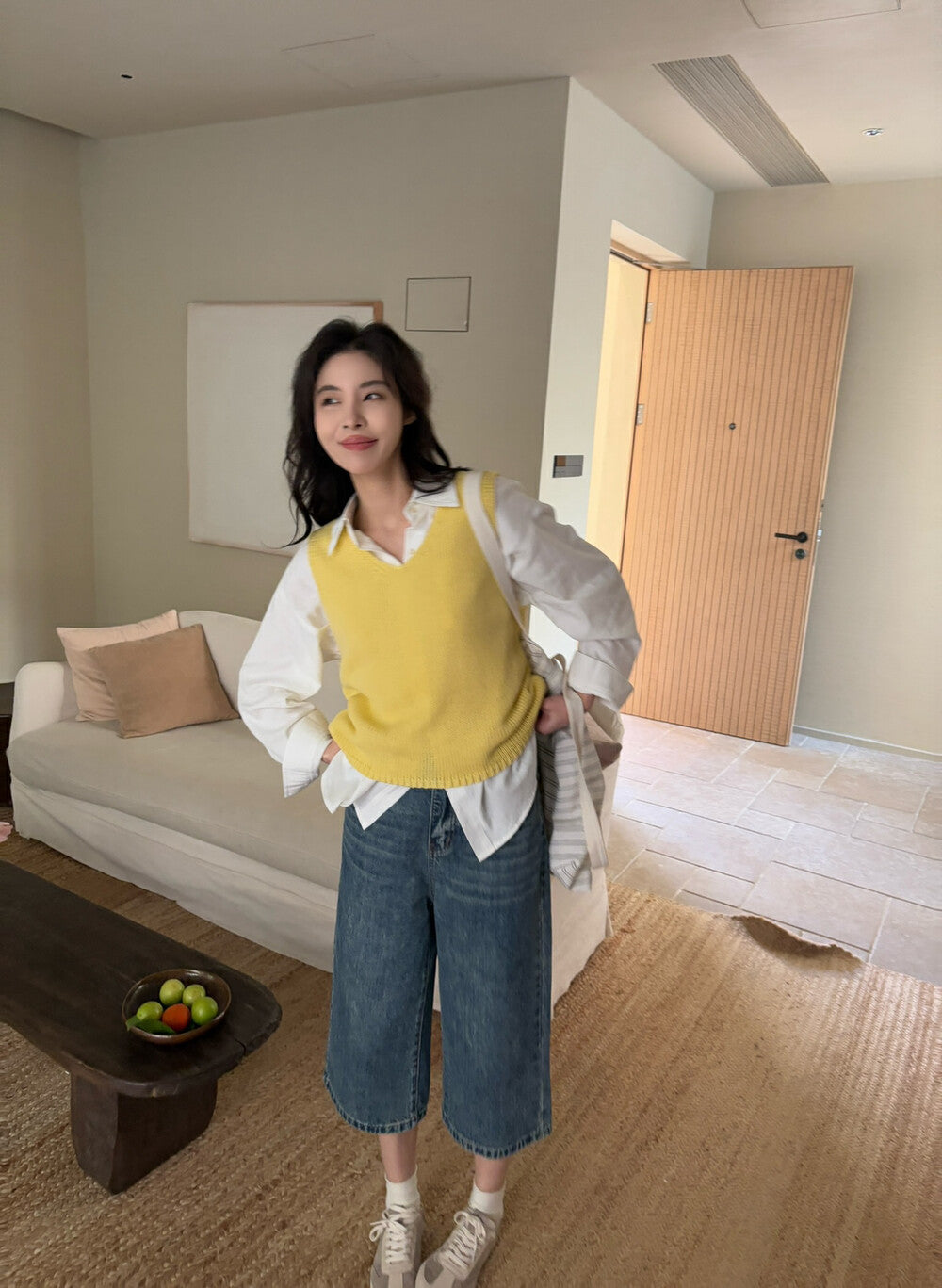 V領疊穿針織馬甲