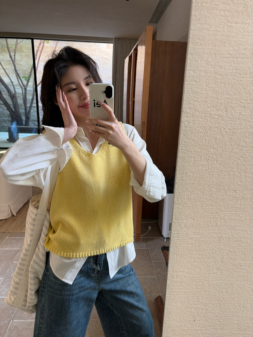 V領疊穿針織馬甲