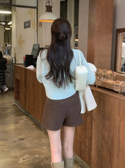 V-neck Long Sleeve Knit + Camisole Set