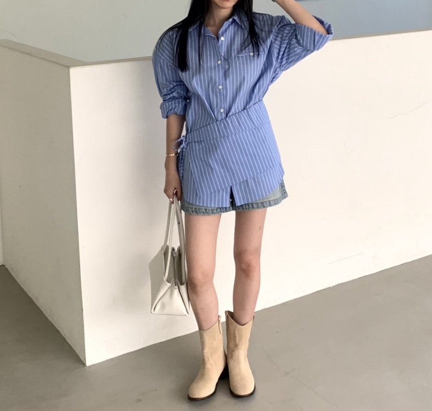 縦縞シャツワンピースカーテンセット